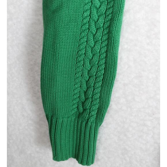 Ralph Lauren Sport Sweater Womens Large Green Zip Chunky Cable Knit Preppy Y2K - Picture 3 of 5